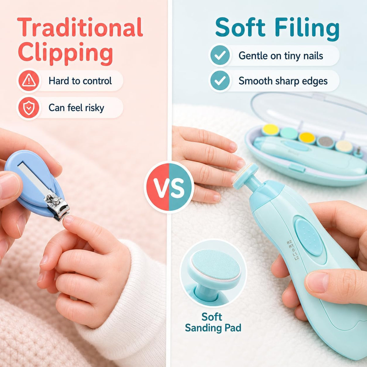 👶✨ 6-in-1 Electric Baby Nail Trimmer – Gentle Nail Care for Little Hands & Feet 💅