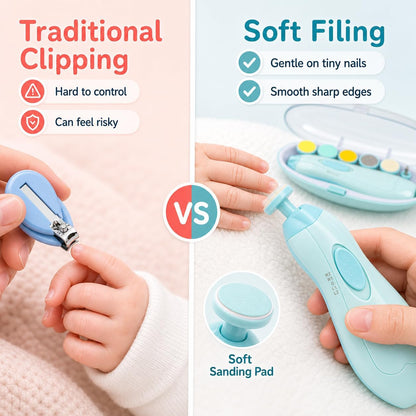 👶✨ 6-in-1 Electric Baby Nail Trimmer – Gentle Nail Care for Little Hands & Feet 💅