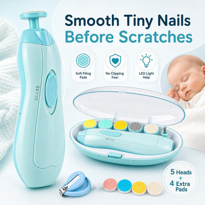 👶✨ 6-in-1 Electric Baby Nail Trimmer – Gentle Nail Care for Little Hands & Feet 💅