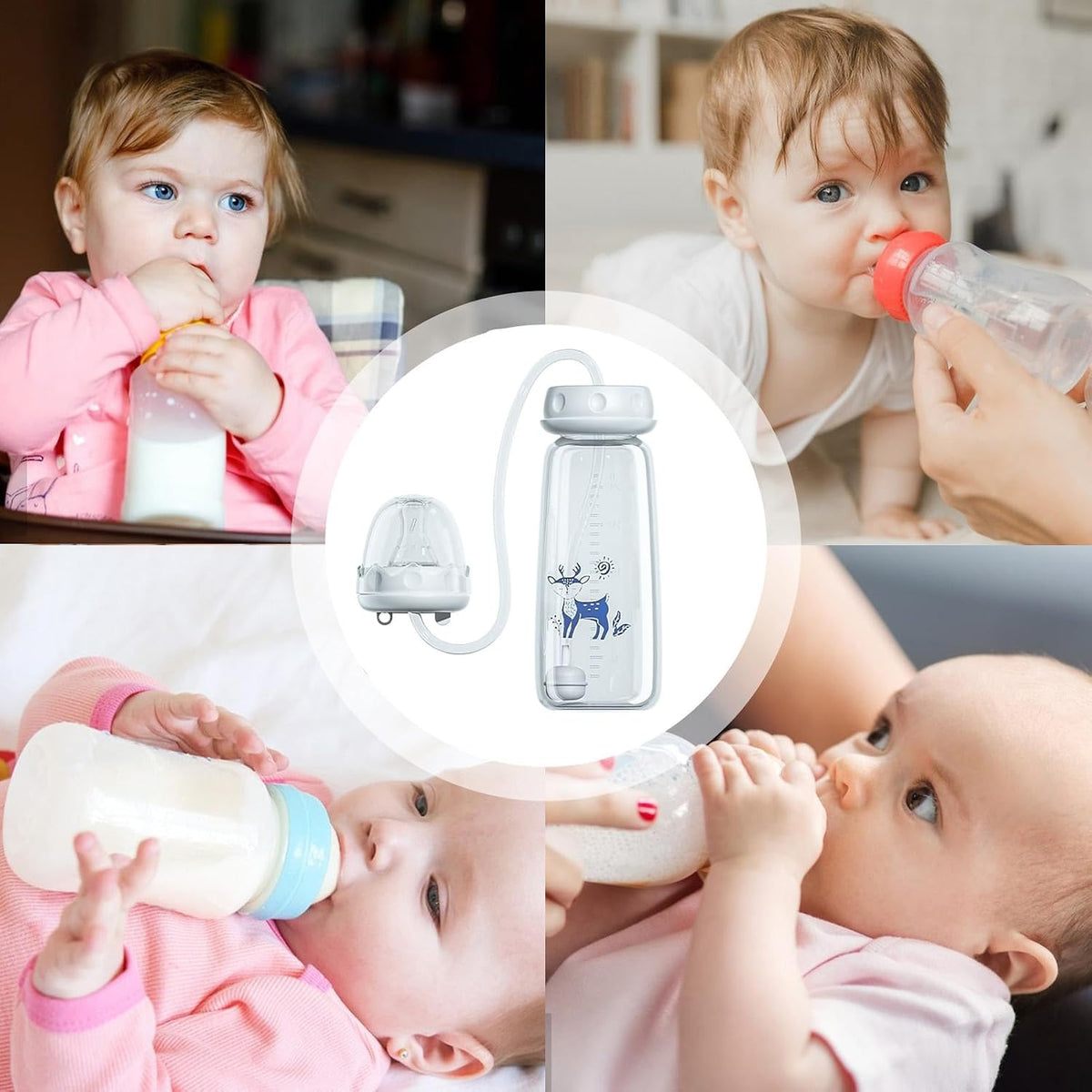 👶🍼 Hands-Free Baby Feeding Bottle 240ml – Comfortable Feeding for Baby & Easier Days for Parents 💕