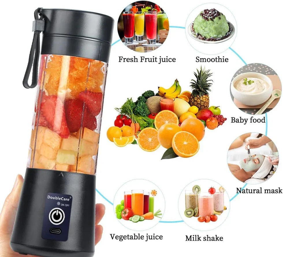 Portable Juicer Blender | USB Rechargeable | 6 Blades | 380ML