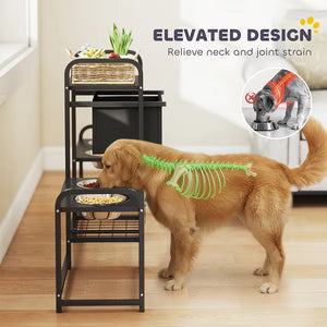 3 Height Adjustable Dog Bowl Stand Oxford Fabric With Features Four Bowls