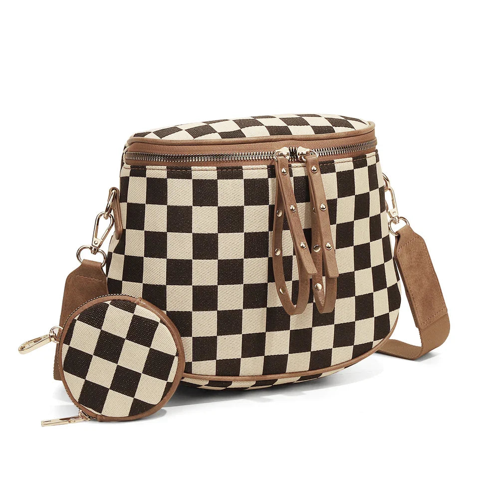 Plaid Crossbody Bag Single-shoulder Large Capacity Shell-shaped